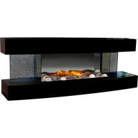 Chemin'Arte – Zwarte elektrische sfeerhaard van 2000 W – Ultrarealistisch vlameffect – Lcd-thermostaat – Afmetingen 121 × 31 × 46 cm – Hoogglanzende MDF-houten constructie